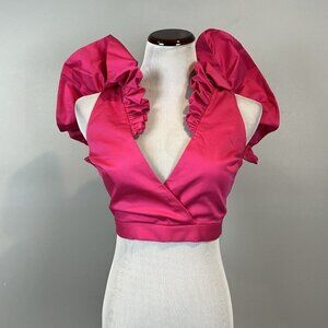 Making the Cut Magenta Ruffle Sleeveless Crop Top‎ XS NWT Sienna Li Winning Look